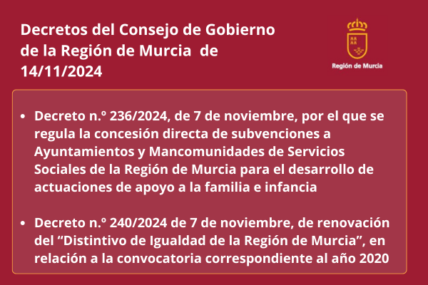 Decretos del Consejo de Gobierno de la Región de Murcia